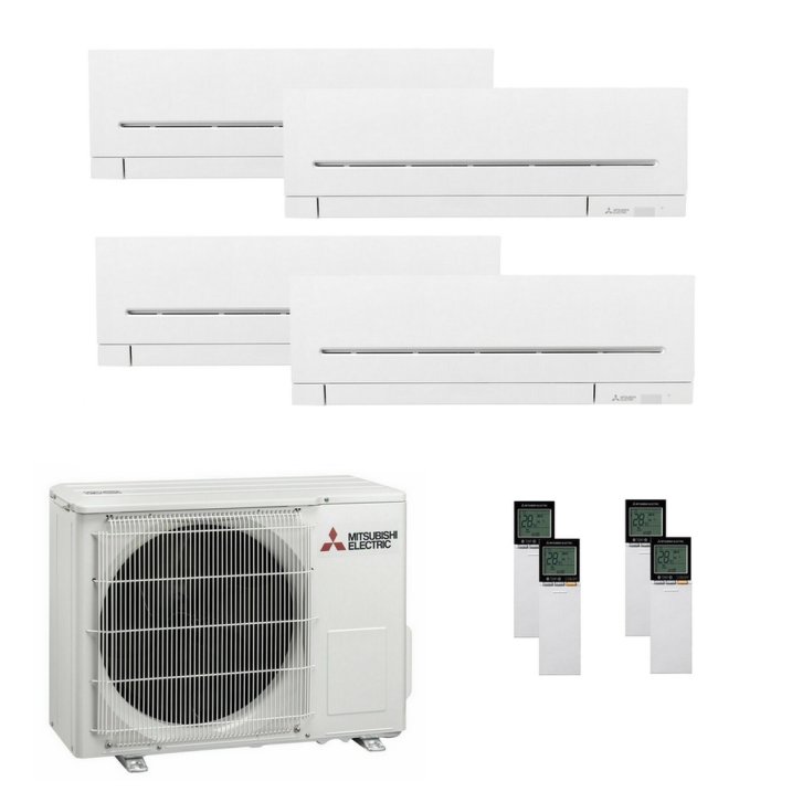 Mitsubishi MultiSplit  Wandgeräte Standard 3x  MSZ-AP15 +  MSZ-AP20 + MXZ-4F72 | 1,5 kW + 3x 2 kW  - Weiß