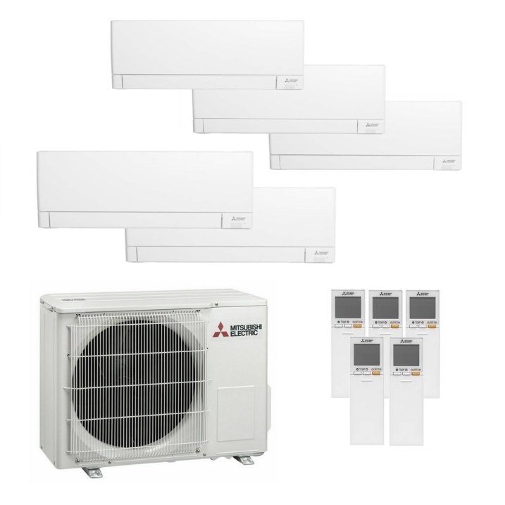 Mitsubishi MultiSplit  Wandgeräte Standard 3x MSZ-AY25 + 2x MSZ-AY35 + MXZ-5F102 | 3x 2,5 kW + 2x 3,5 kW - Weiß