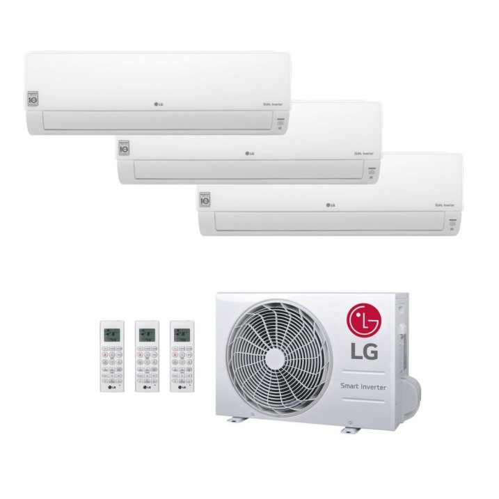 LG Deluxe MultiSplit Trio Wandgeräte DM07RK + 2x DC09RK + MU3R19 | 2,1 kW + 2x 2,5 kW - Weiß