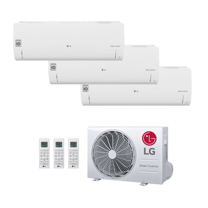 LG Standard 2 MultiSplit Trio Wandgeräte S09ET + 2x S12ET + MU3R21 | 2,5 kW + 2x 3,5 kW - Weiß