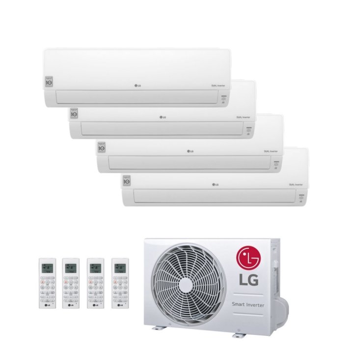 LG Deluxe MultiSplit  Wandgeräte  3x DC09RK + DC12RK + MU4R27 | 3x 2,5 kW + 3,5 kW - Weiß