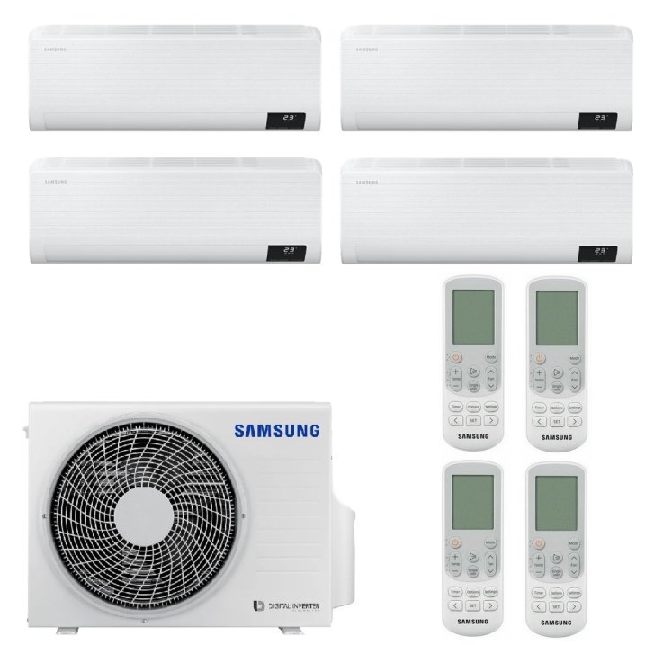 Samsung Wind-Free Comfort MultiSplit  Wandgeräte 3x AR09TXFCAWKN + AR12TXFCAWKNEU + AJ080TXJ4KG | 3x 2,5 kW + 3,5 kW - Weiß