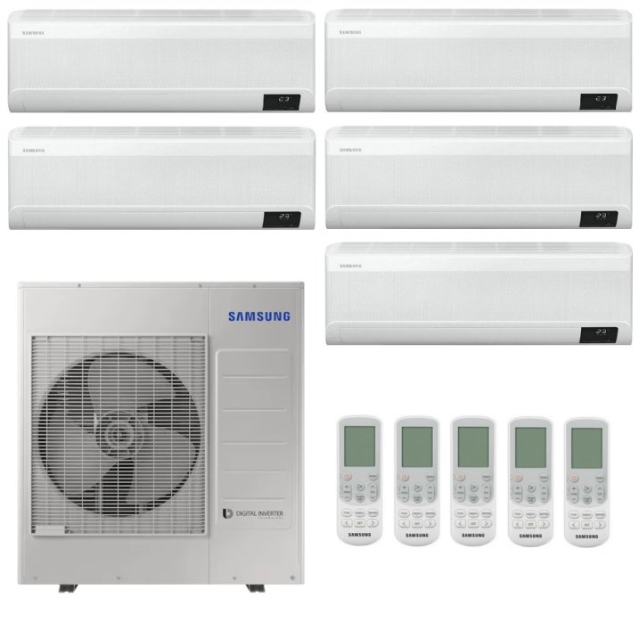 Samsung Wind-Free Elite MultiSplit  Wandgeräte 3x AR09CXCAAWKN + 2x AR12CXCAAWKNEU + AJ100TXJ5KG | 3x 2,5 kW + 2x 3,5 kW - Weiß